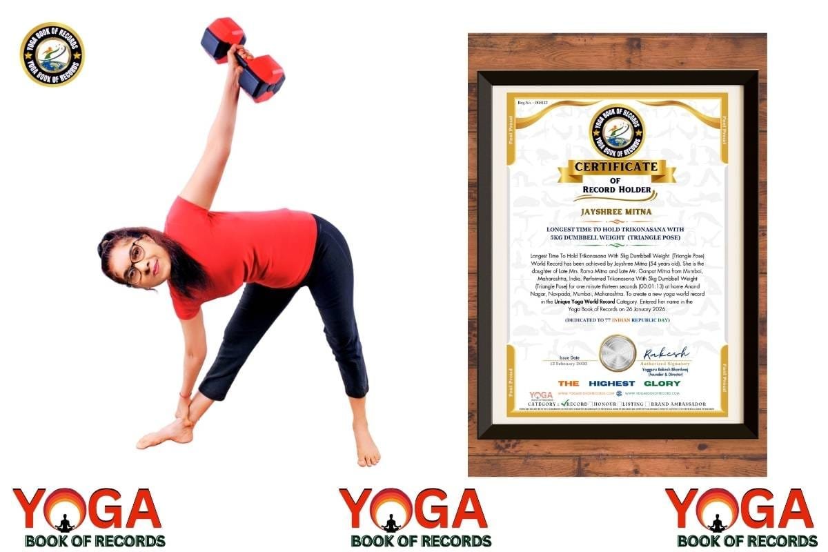 Trikonasana With 5kg Dumbbell – Yoga World Record