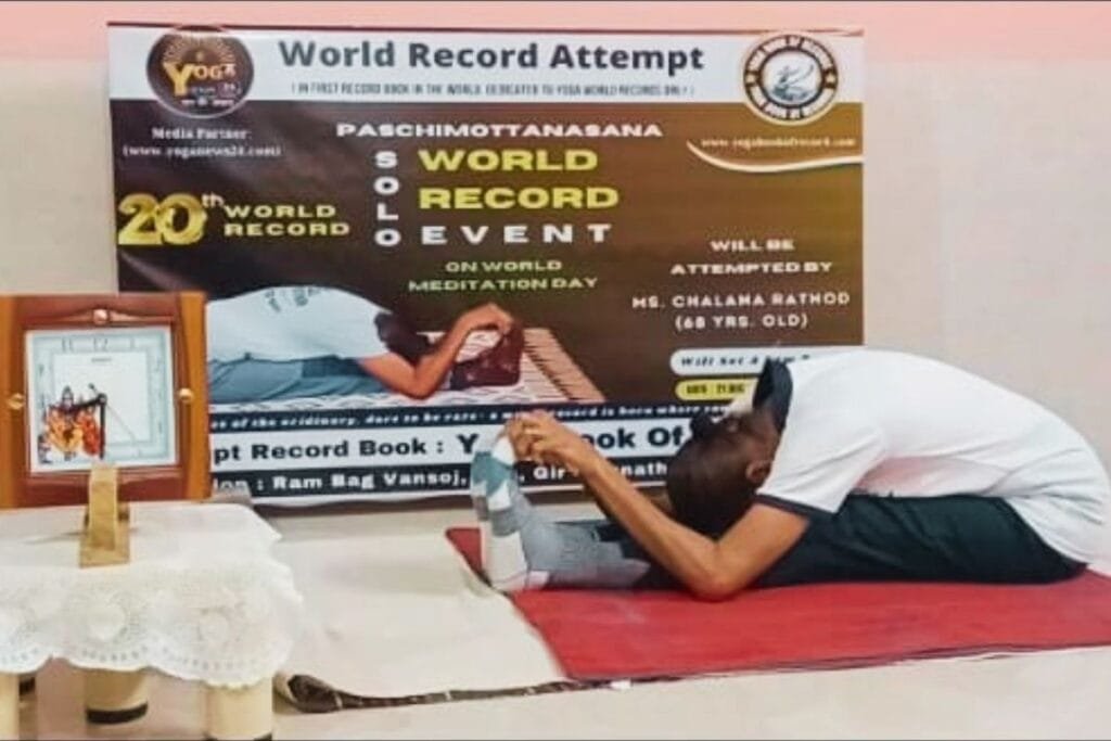 Longest Time to Hold Paschimottanasana By 68 Year Old Woman