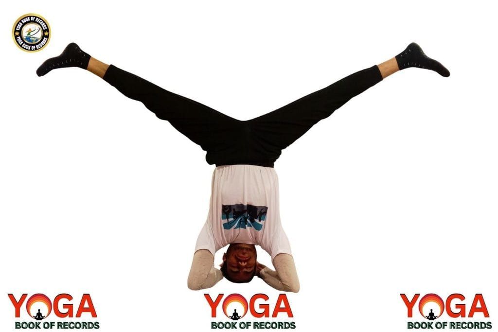Open Angle Yoga Pose in Headstand