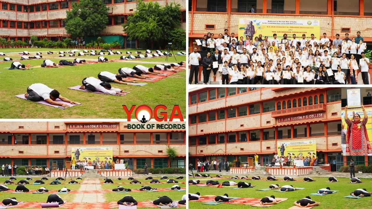 Longest Mandukasana Group Yoga World Record at S.S. Jain Subodh P.G. College, Jaipur by Yoga Book of Records