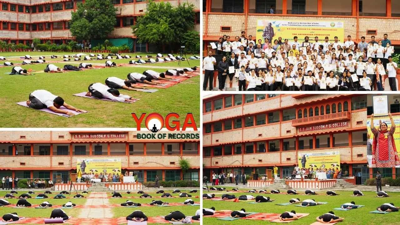Longest Mandukasana Group Yoga World Record at S.S. Jain Subodh P.G. College, Jaipur by Yoga Book of Records